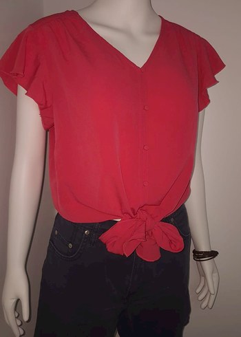 Pembe V Yakalı Kadın Bluz - Görsel 7