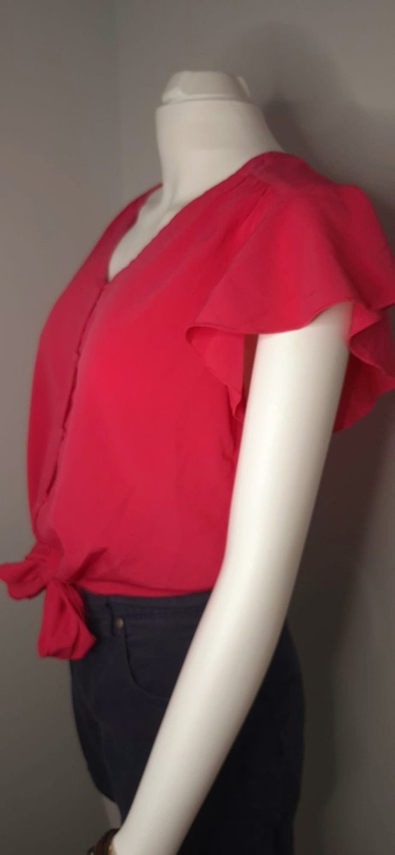 Pembe V Yakalı Kadın Bluz - Görsel 2