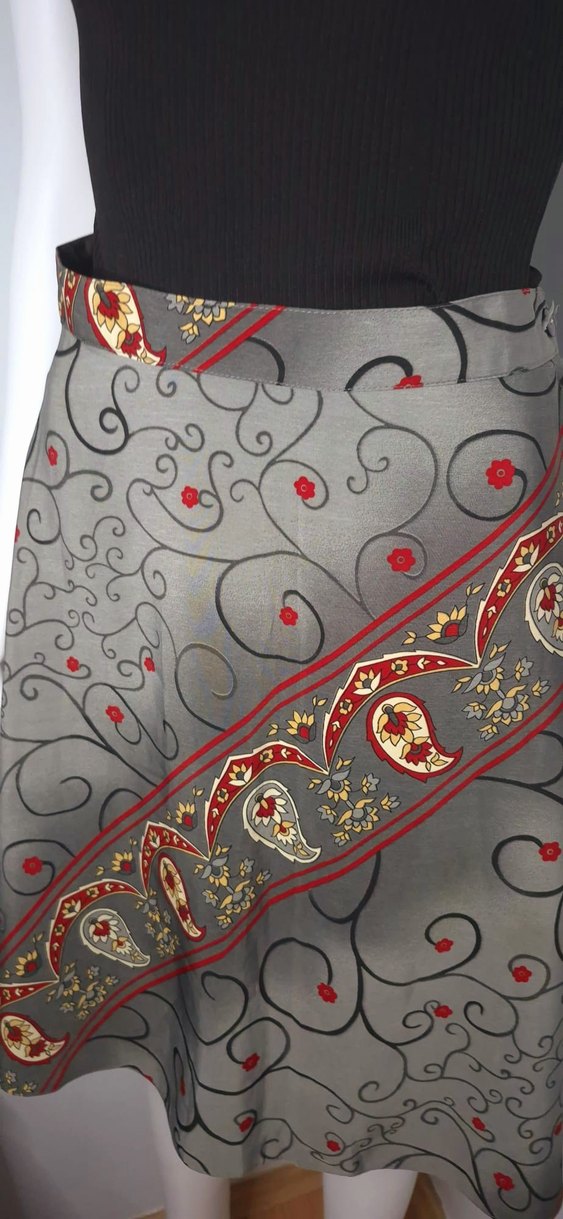 Bohem Gri Uzun Desenli Etek - Görsel 4