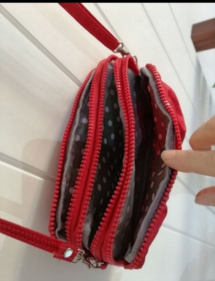 Kırmızı Fermuarlı Kadın Çapraz Çanta - Görsel 2
