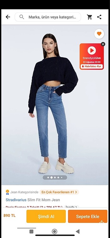 32 Beden mavi Renk Stradivarius jean