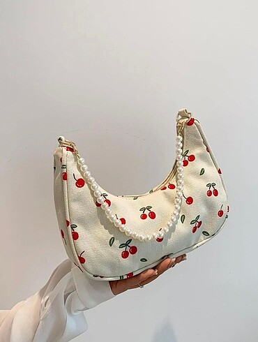 Cherry print hobo bag
