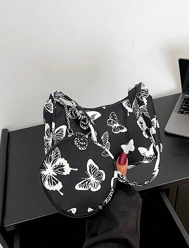 Butterfly graphic shoulder bag