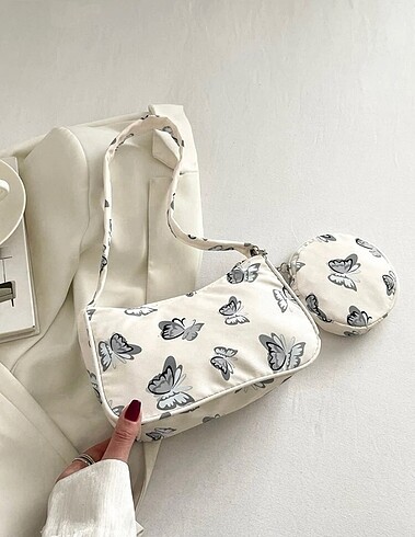 Butterfly graphic shoulder bag
