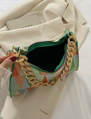  Beden çeşitli Renk Geometric pattern shoulder bag
