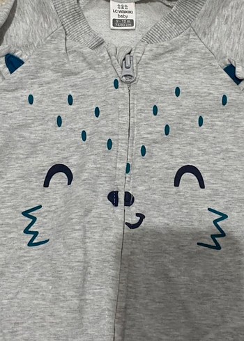 Gri Fermuarlı unisex bebek hırkası - Görsel 3