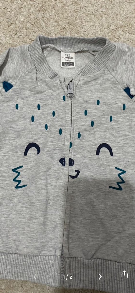 Gri Fermuarlı unisex bebek hırkası - Görsel 3