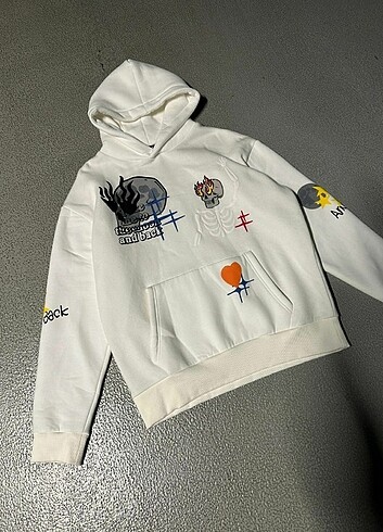 Beyaz desenli unisex sweet - Görsel 3