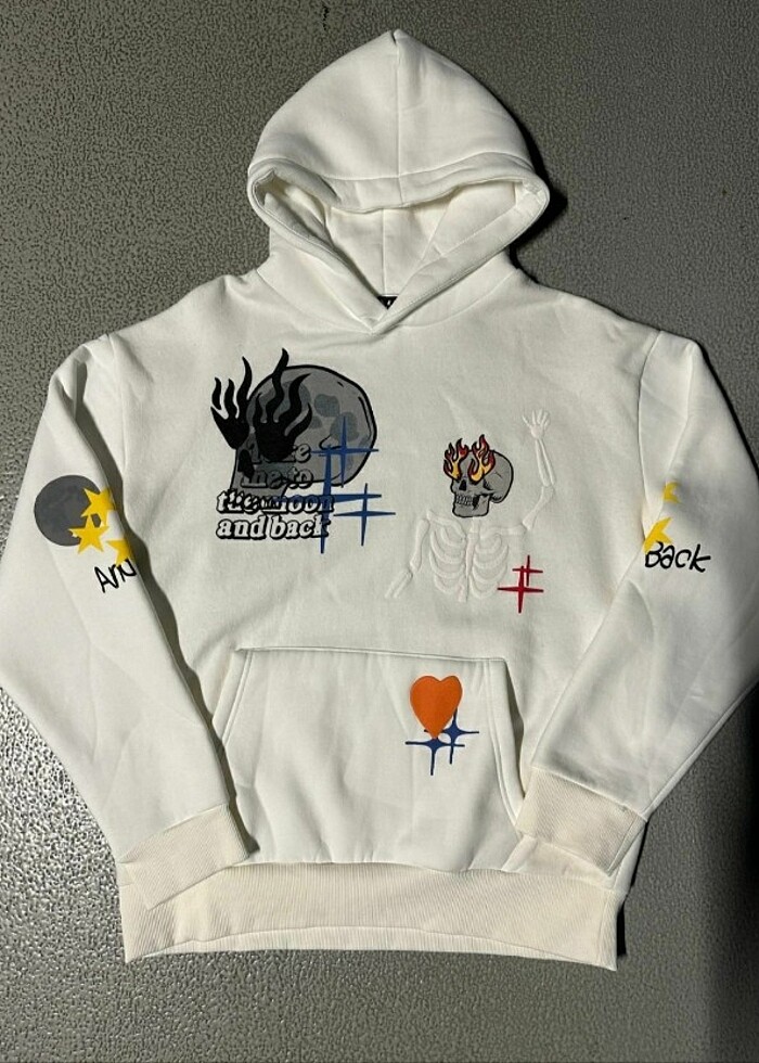 Beyaz desenli unisex sweet - Görsel 2