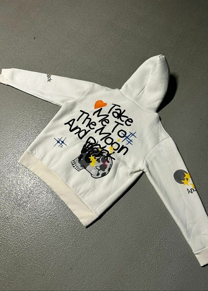 Beyaz desenli unisex sweet - Görsel 4