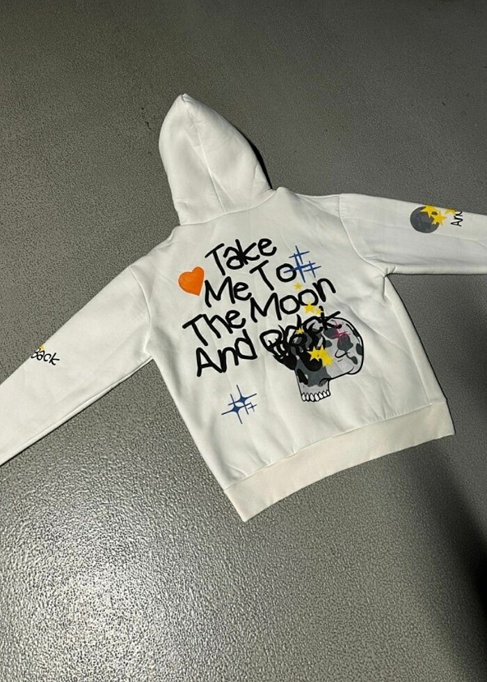 Beyaz desenli unisex sweet - Görsel 5