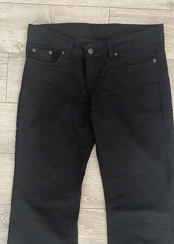Vintage Düşük Bel Düz Kesim Siyah Kumaş Pantolon
