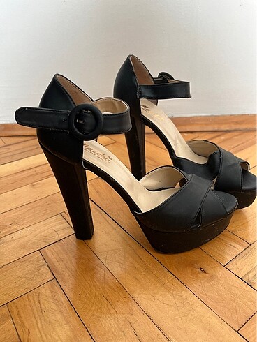 Diğer Siyah 12 cm platform topuklu ayakkabı