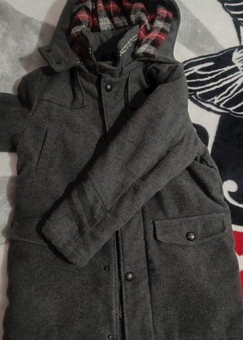 Gri Düğmeli Midi Erkek Kaban - Görsel 2