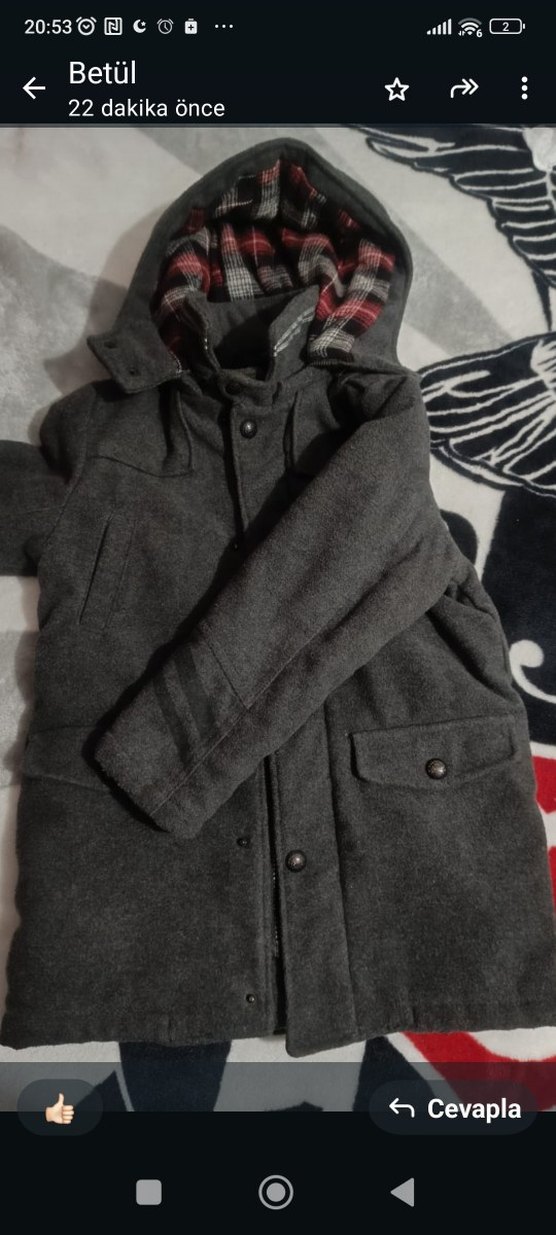 Gri Düğmeli Midi Erkek Kaban - Görsel 2