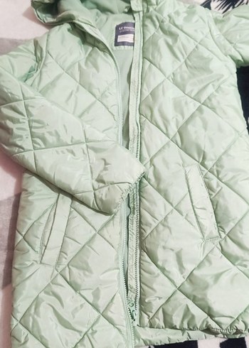 Kız Çocuk Yeşil Kapitoneli Fermuarlı Mont - Görsel 3