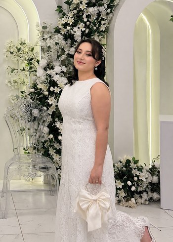 Abiye Zarif Dantel Gelinlik Romantik Ve Sik