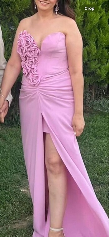 Pembe önü güllü abiye