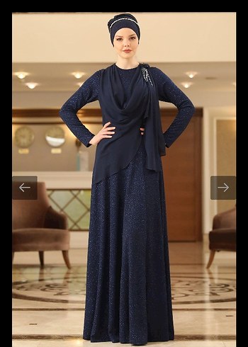 Lacivert Drapeli Uzun Abiye Elbise manuka pinarsems alvina - Görsel 4