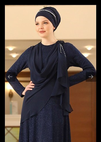 Lacivert Drapeli Uzun Abiye Elbise manuka pinarsems alvina - Görsel 2