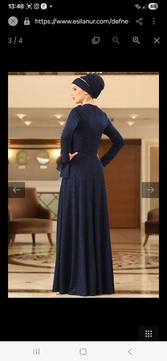 Lacivert Drapeli Uzun Abiye Elbise manuka pinarsems alvina - Görsel 3