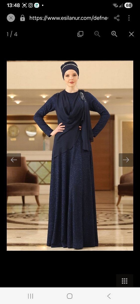 Lacivert Drapeli Uzun Abiye Elbise manuka pinarsems alvina - Görsel 4