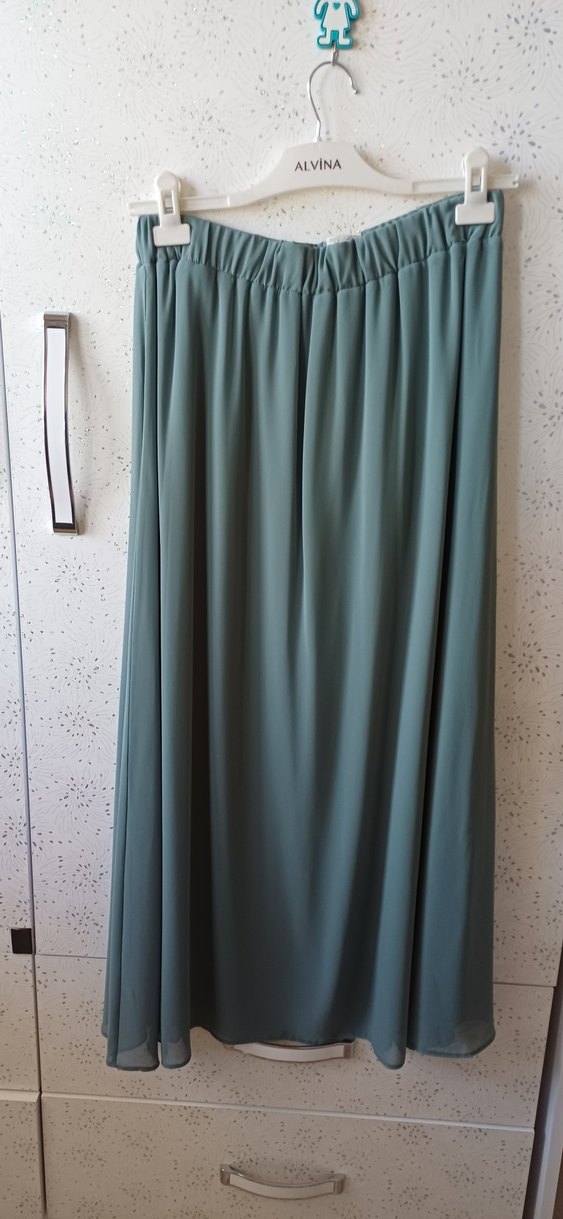 Uzun Kol Drapeli Turkuaz Abiye Elbise - Görsel 4