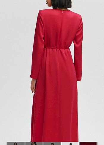 Pembe Uzun Kollu Drapeli Uzun Elbise - Görsel 3