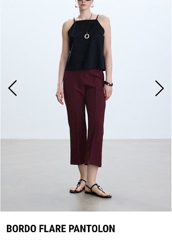 Bordo Midi Salaş Kadın Pantolon flare manuka beblue zara hm - Görsel 2