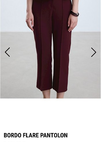 Bordo Midi Salaş Kadın Pantolon flare manuka beblue zara hm - Görsel 3