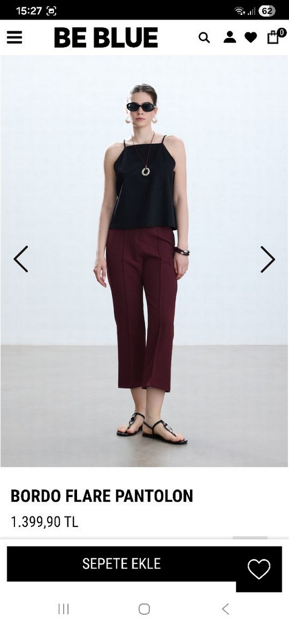 Bordo Midi Salaş Kadın Pantolon flare manuka beblue zara hm - Görsel 2