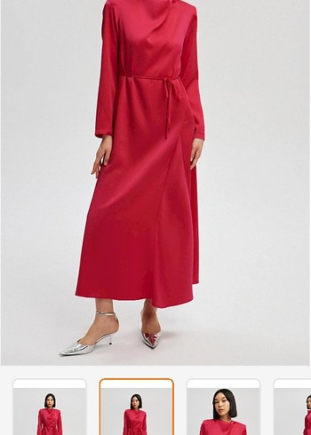 Fuşya pembe Parlak Kadın Elbise - Görsel 2