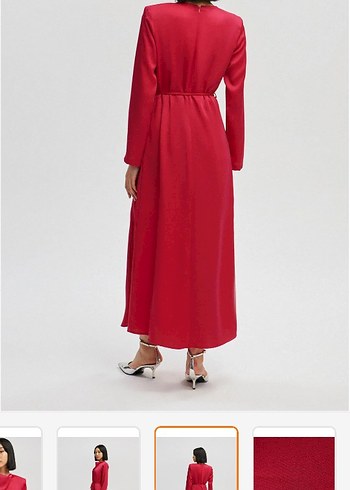 Fuşya pembe Parlak Kadın Elbise - Görsel 4