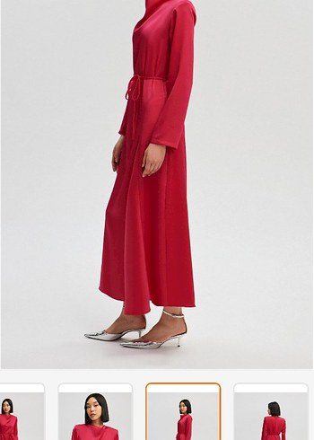 Fuşya pembe Parlak Kadın Elbise - Görsel 3