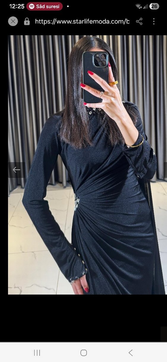 Uzun Siyah Gotik Kadın Abiye Elbise - Görsel 4