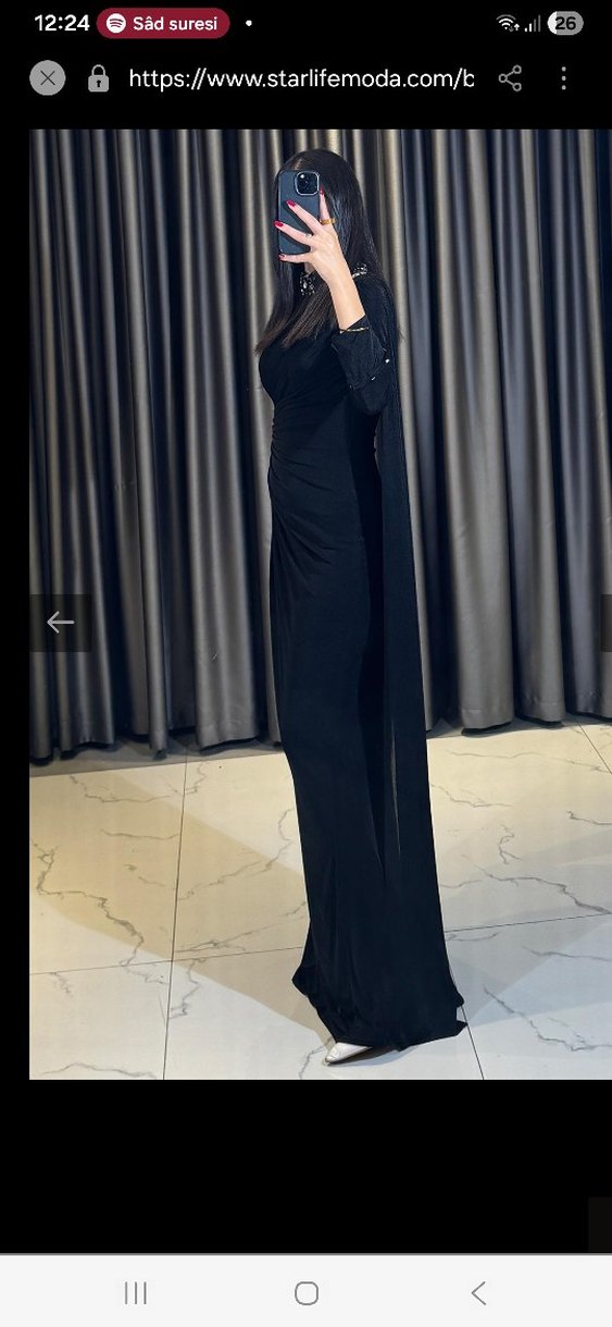 Uzun Siyah Gotik Kadın Abiye Elbise - Görsel 3