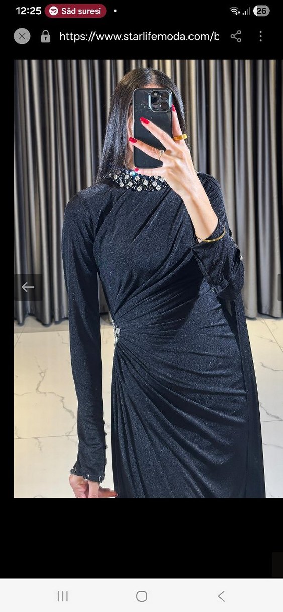 Uzun Siyah Gotik Kadın Abiye Elbise - Görsel 2