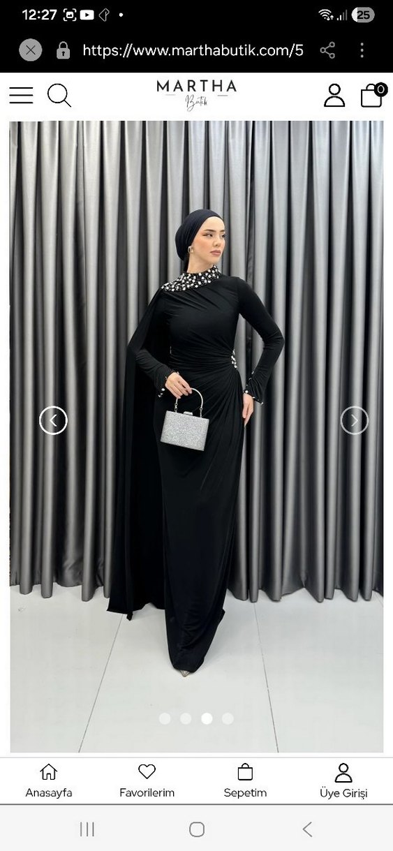 Uzun Kollu Siyah Drapeli Abiye Elbise - Görsel 4