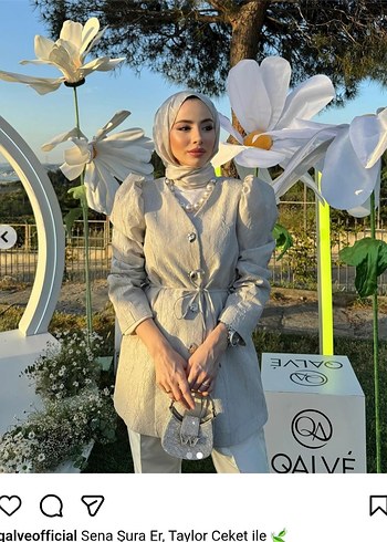 Beyaz Kemerli Etnik Desenli Mini Tunik  Manuka Qalve Tafta ceket - Görsel 2