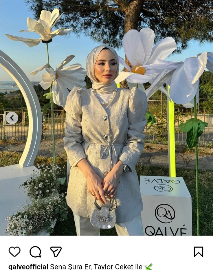 Beyaz Kemerli Etnik Desenli Mini Tunik  Manuka Qalve Tafta ceket - Görsel 2