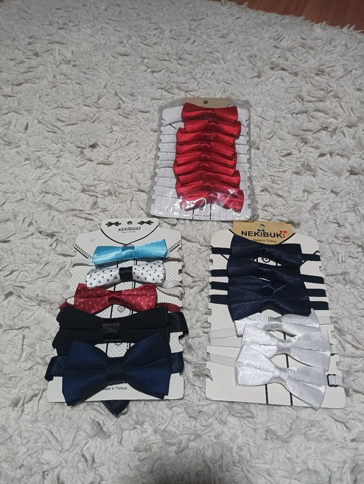 Çocuk Renkli Baskılı Kravat ve Papyon Seti - Görsel 2