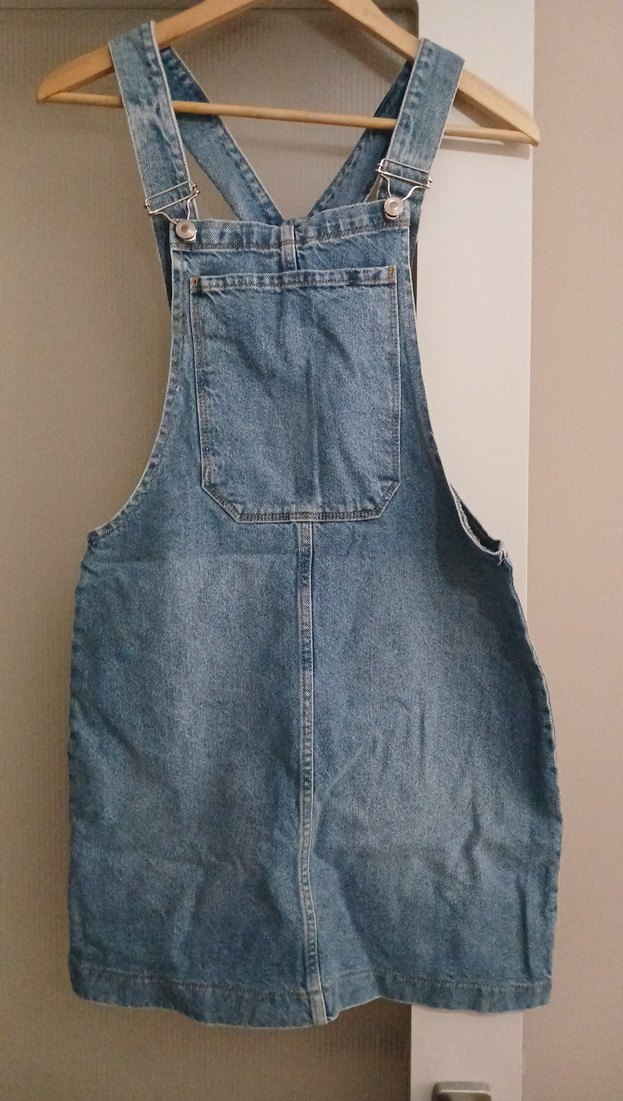 Kadın Mavi Kot Askılı Midi Salopet - Görsel 2