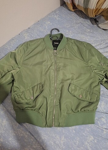 Pull bear bomber yeşil ceket L beden