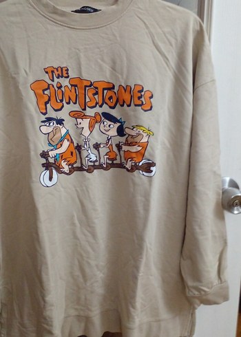 LCW L beden bej önü resim baskılı siwit tsört - Görsel 8