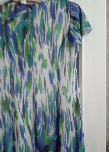 saraçoglu 44 beden desenli şifon elbise - Görsel 12