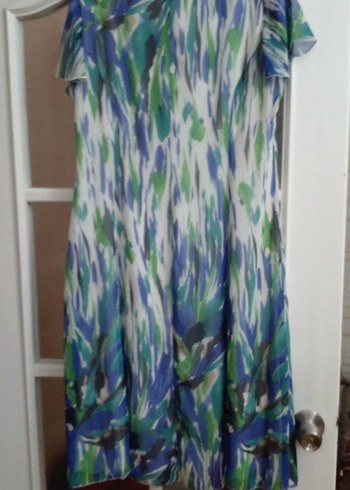 saraçoglu 44 beden desenli şifon elbise - Görsel 4