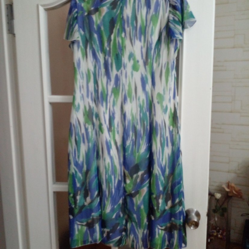 saraçoglu 44 beden desenli şifon elbise - Görsel 4