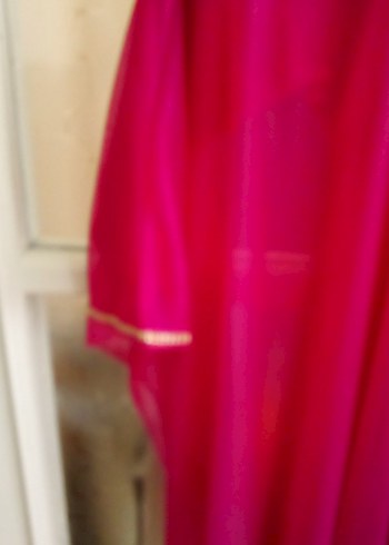 Pembe V Yaka Uzun Salaş Kadın Abiye 40 beden - Görsel 3