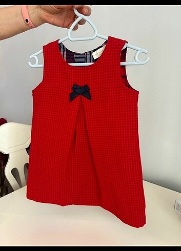 Kırmızı kız bebek elbisesi 9 12 ay