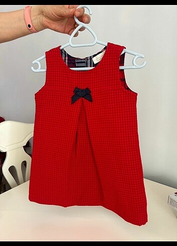 Mammaramma Kırmızı kız bebek elbisesi 9 12 ay